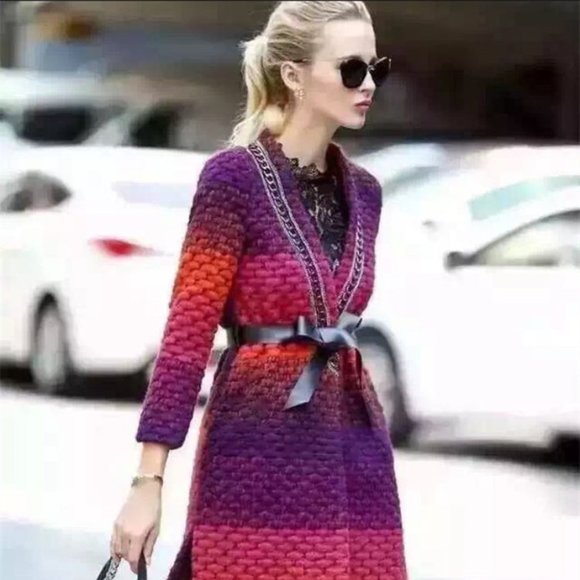 Ounis Color Block Wool Coat - Picture 7 of 8